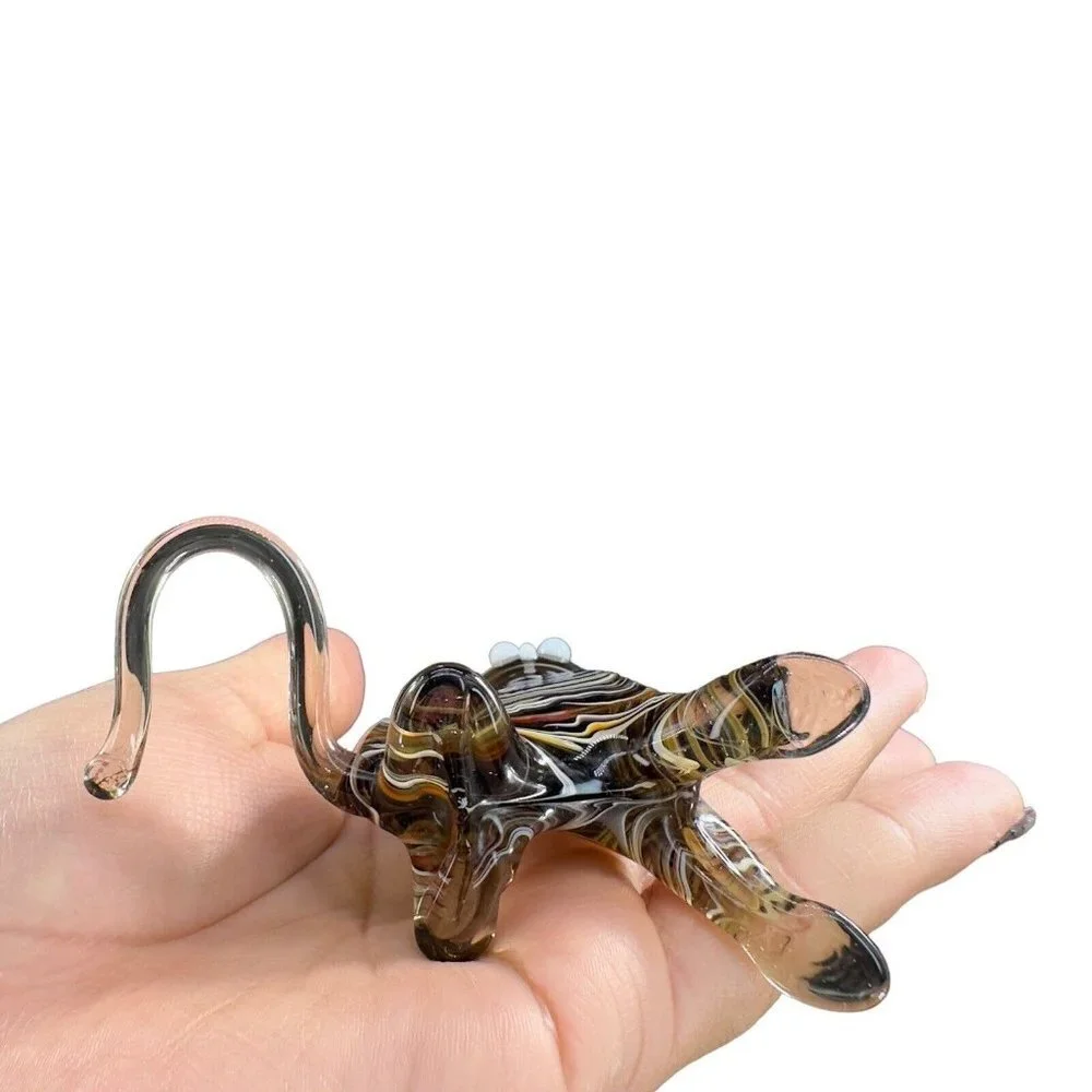Venetian Slag Art Glass Small Figurine Bear‎ Animal Dog Delicate Glass Figurine